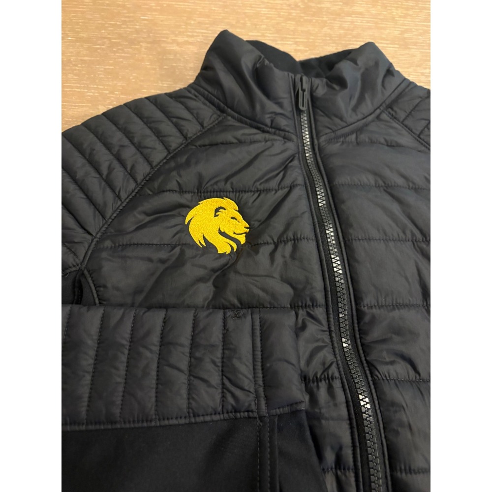 Under Armour Black Quilted Full Zip Jacket Women's Medium Lion Logo EUC